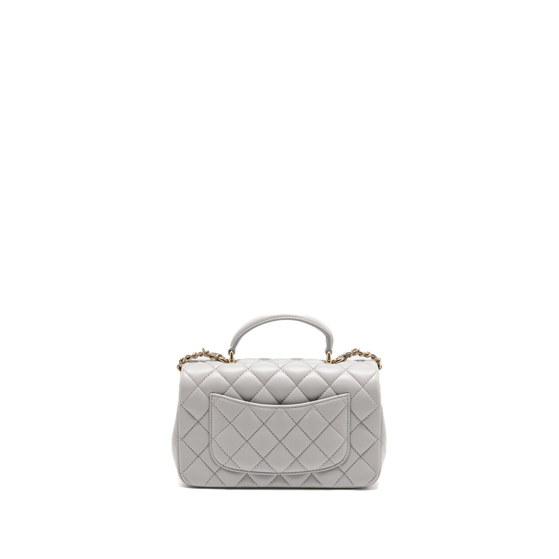 Chanel top handle rectangular flap lambskin light Grey Shoulder Bag