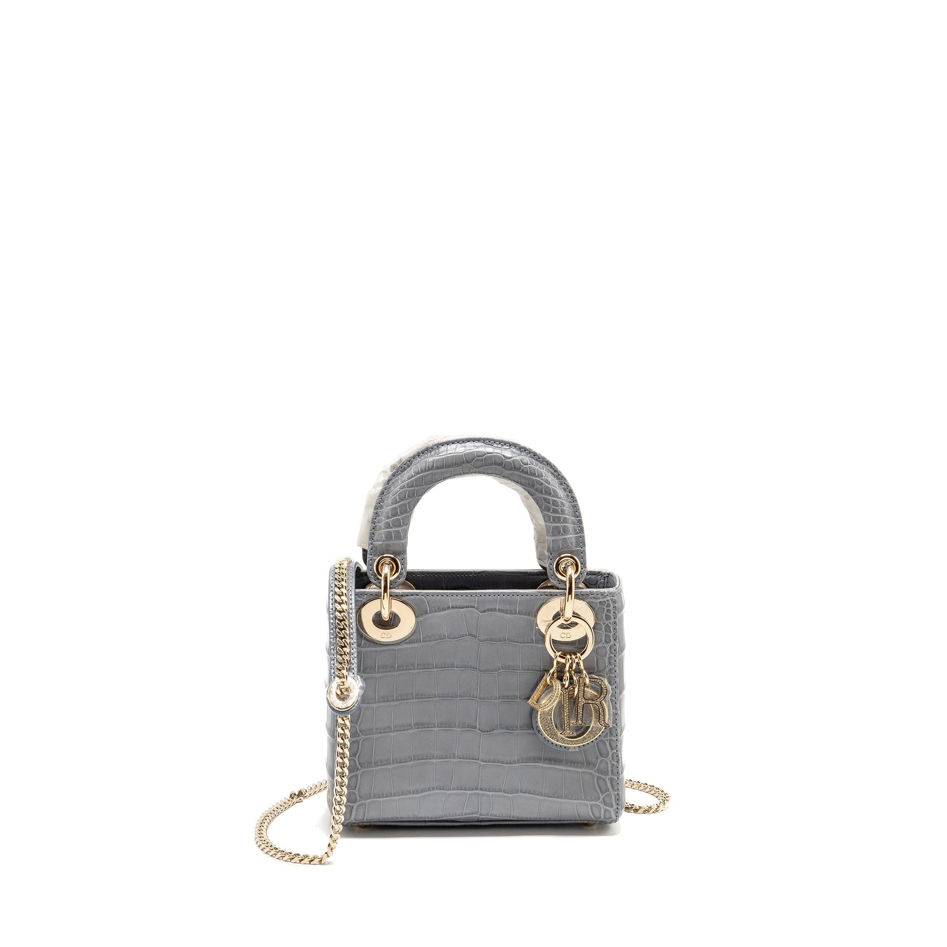 Dior Lady Alligator Mississippiensis Grey Handbag Mini Travel Bag