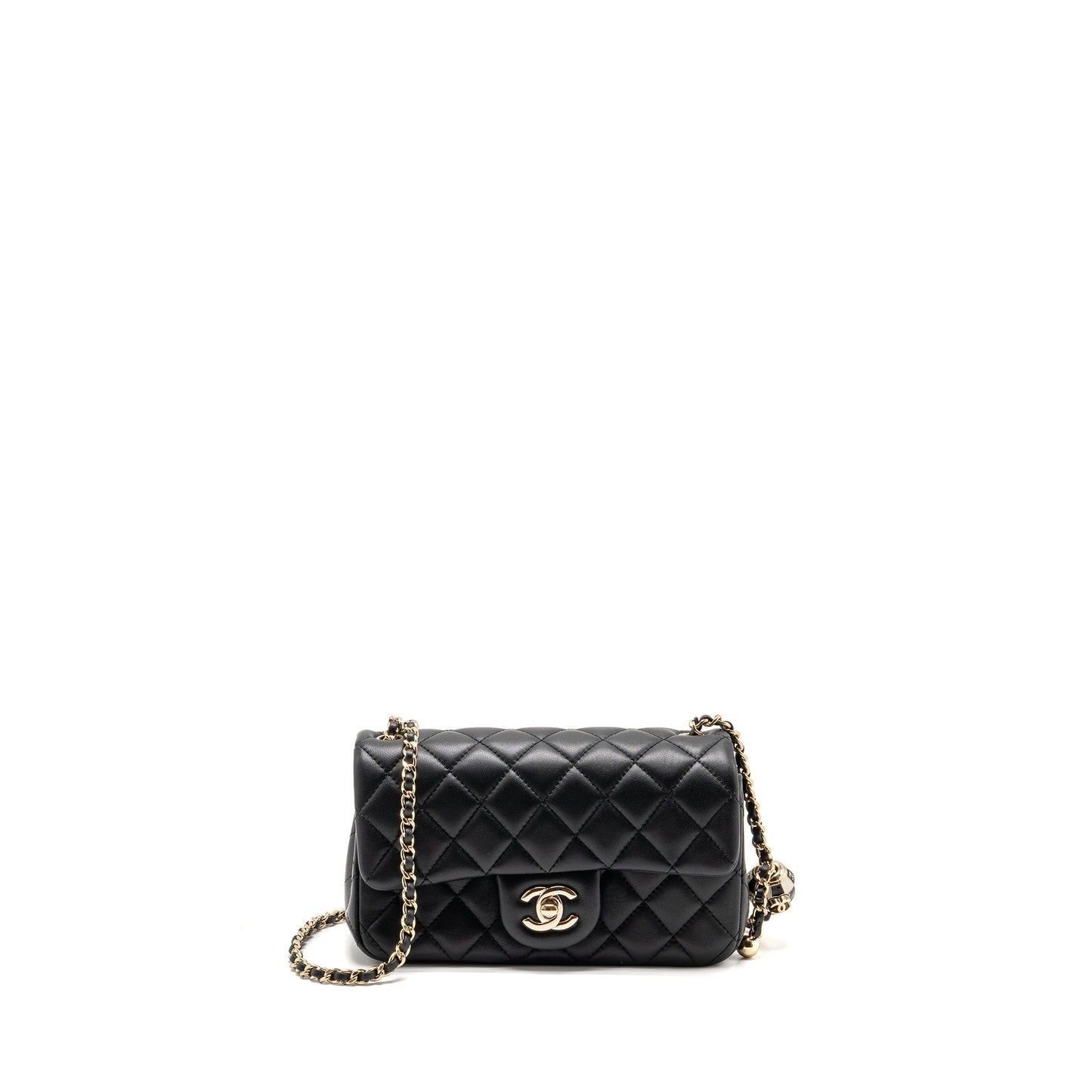 Chanel Pearl Crush Rectangular Lambskin LGHW Microchip Black Mini Bag