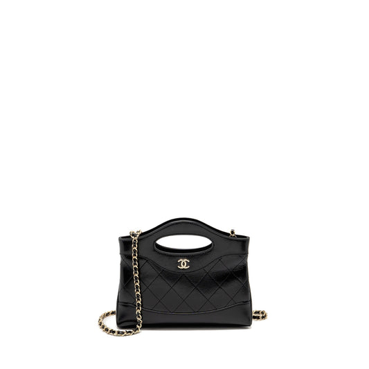 Chanel 24c 31 Shiny Calfskin LGHW microchip Black Clutch Bag Number A483U2Hl