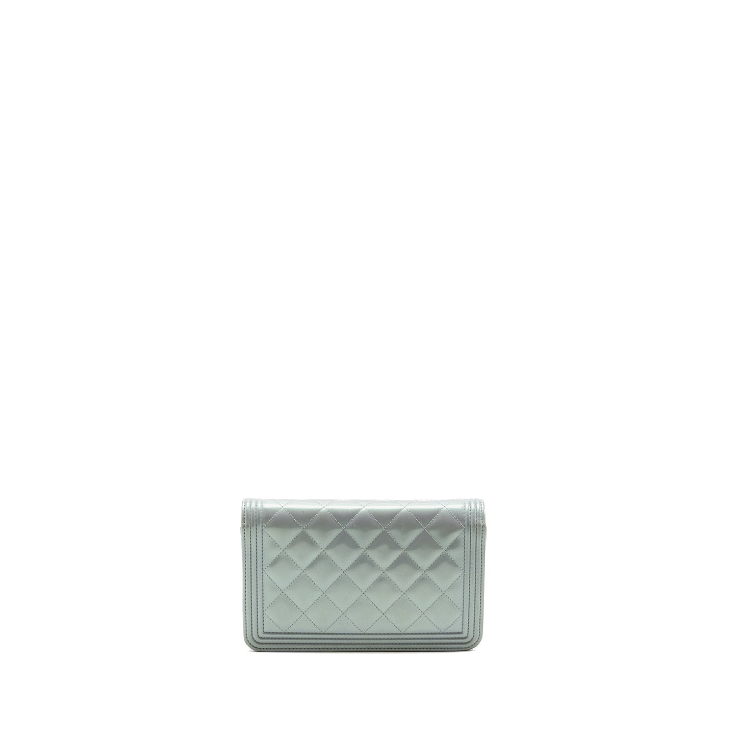 Chanel Boy on Patent Calfskin Iridescent Light Blue Wallet Case