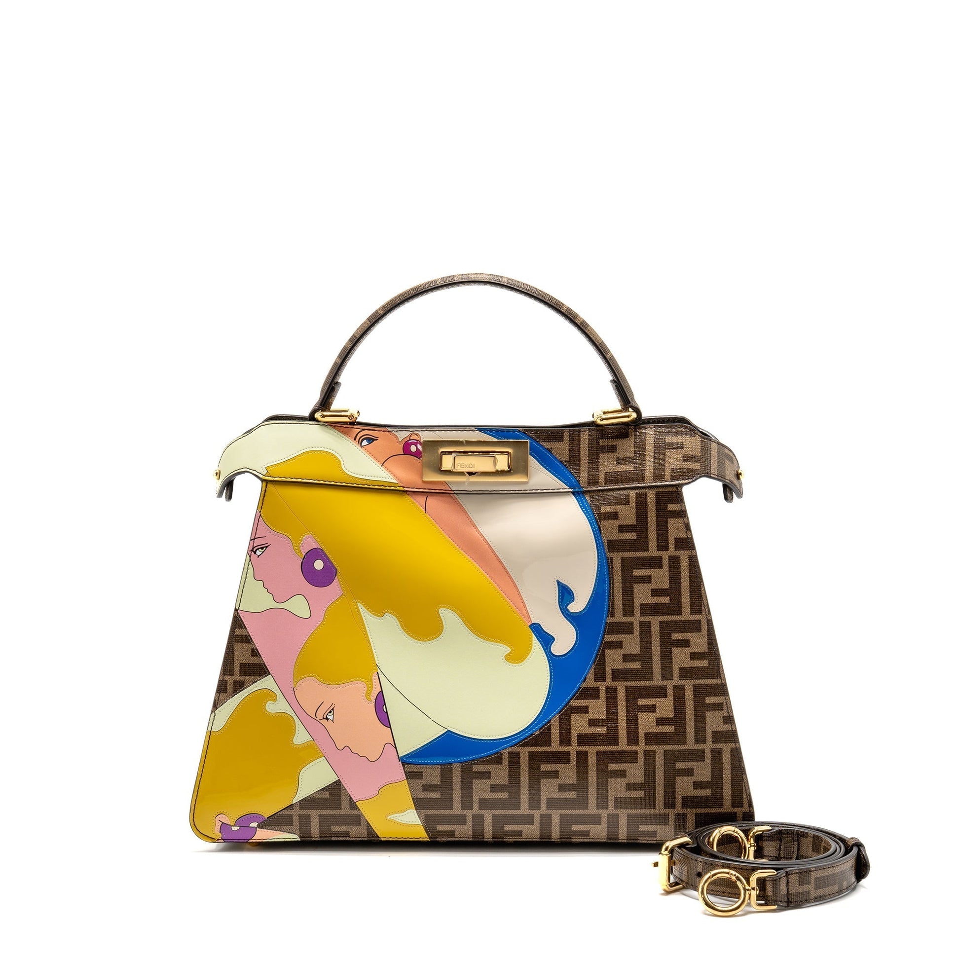 Fendi Peekaboo Iseeu Antonio Lopez Zucca Coated Multicolour Handbag Canvas Travel Bag