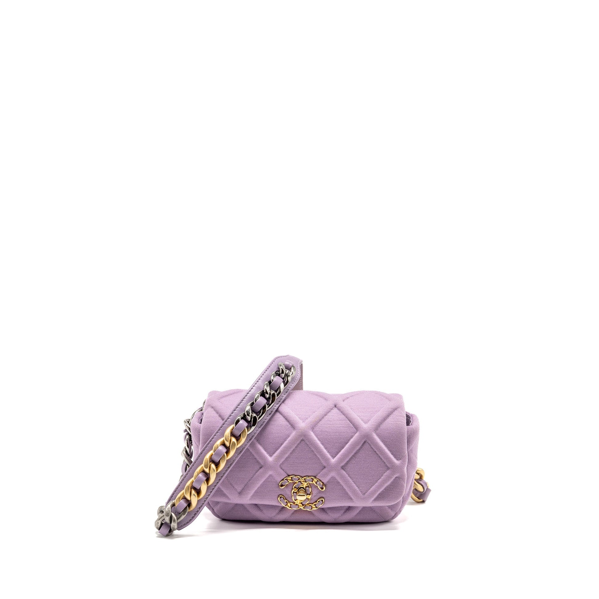 Chanel 19 Belt Waist Fabric Purple Multicoloured