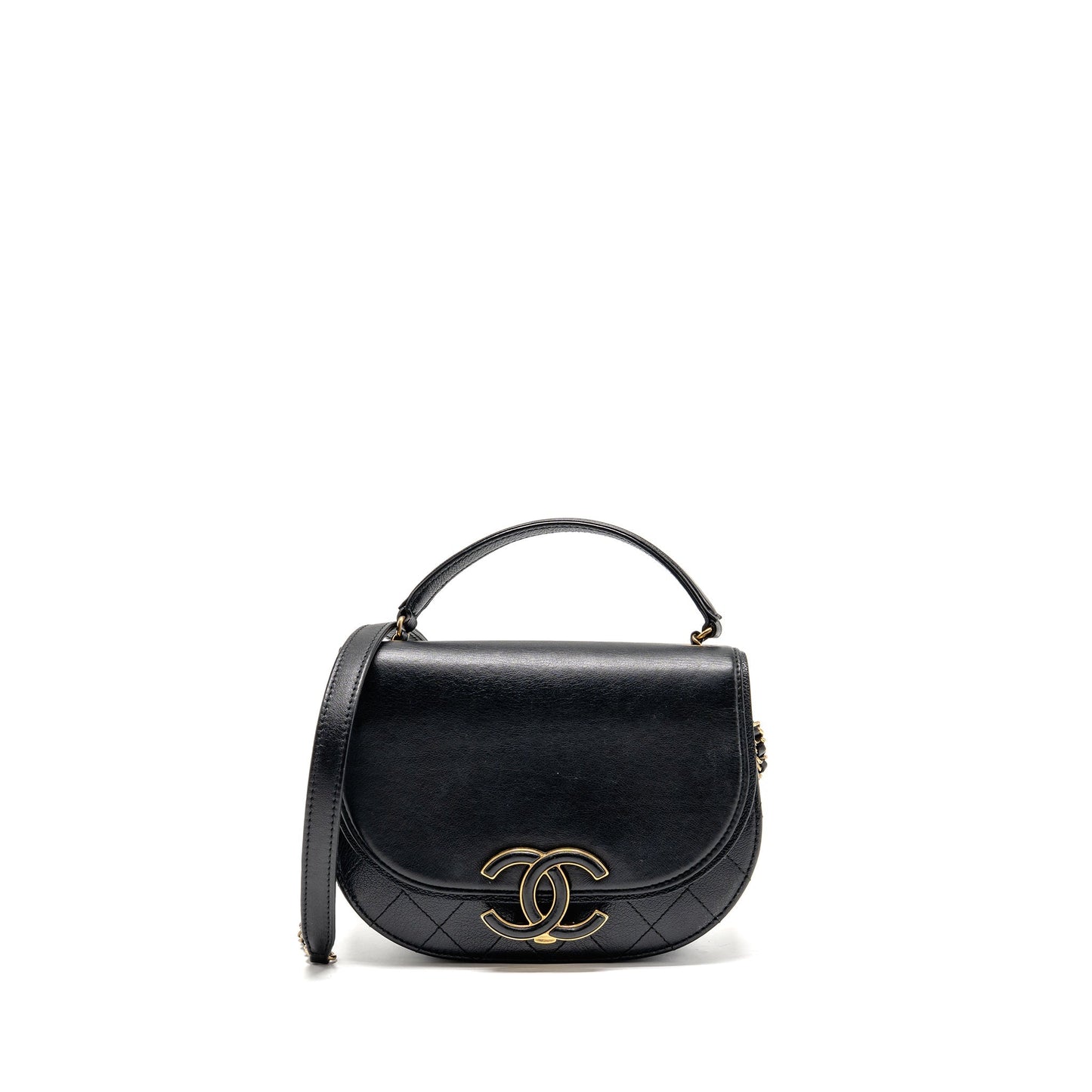Chanel Coco Curve Flap Shiny Goatskin Calfskin Black Small Shoulder Bag