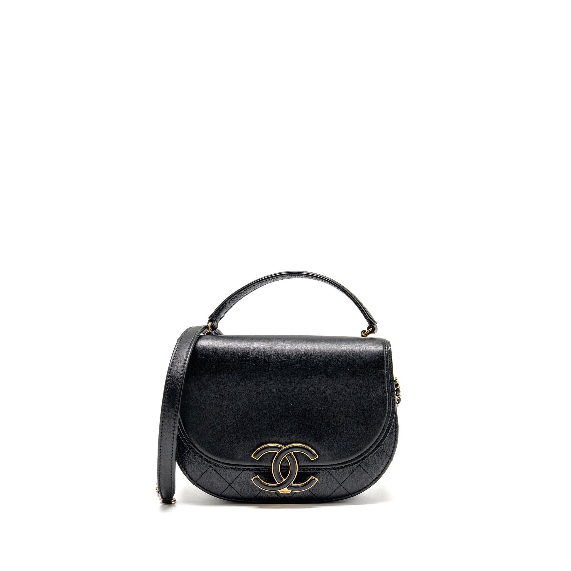Chanel Coco Curve Flap Shiny Goatskin Calfskin Black Small Shoulder Bag