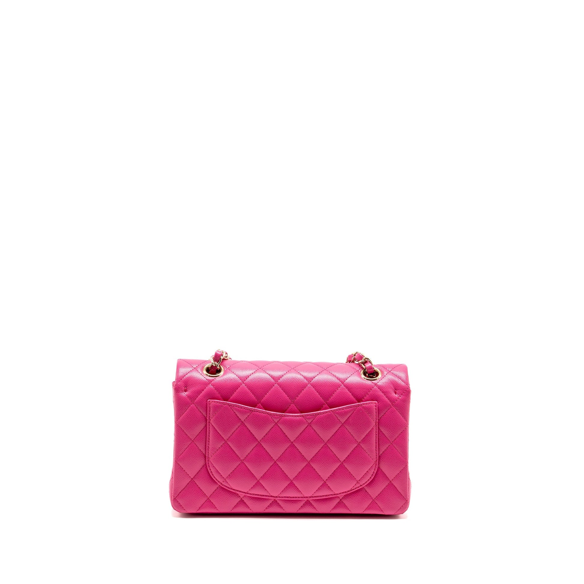 Chanel Classic Double Flap Caviar LGHW Microchip Pink Small Shoulder Bag