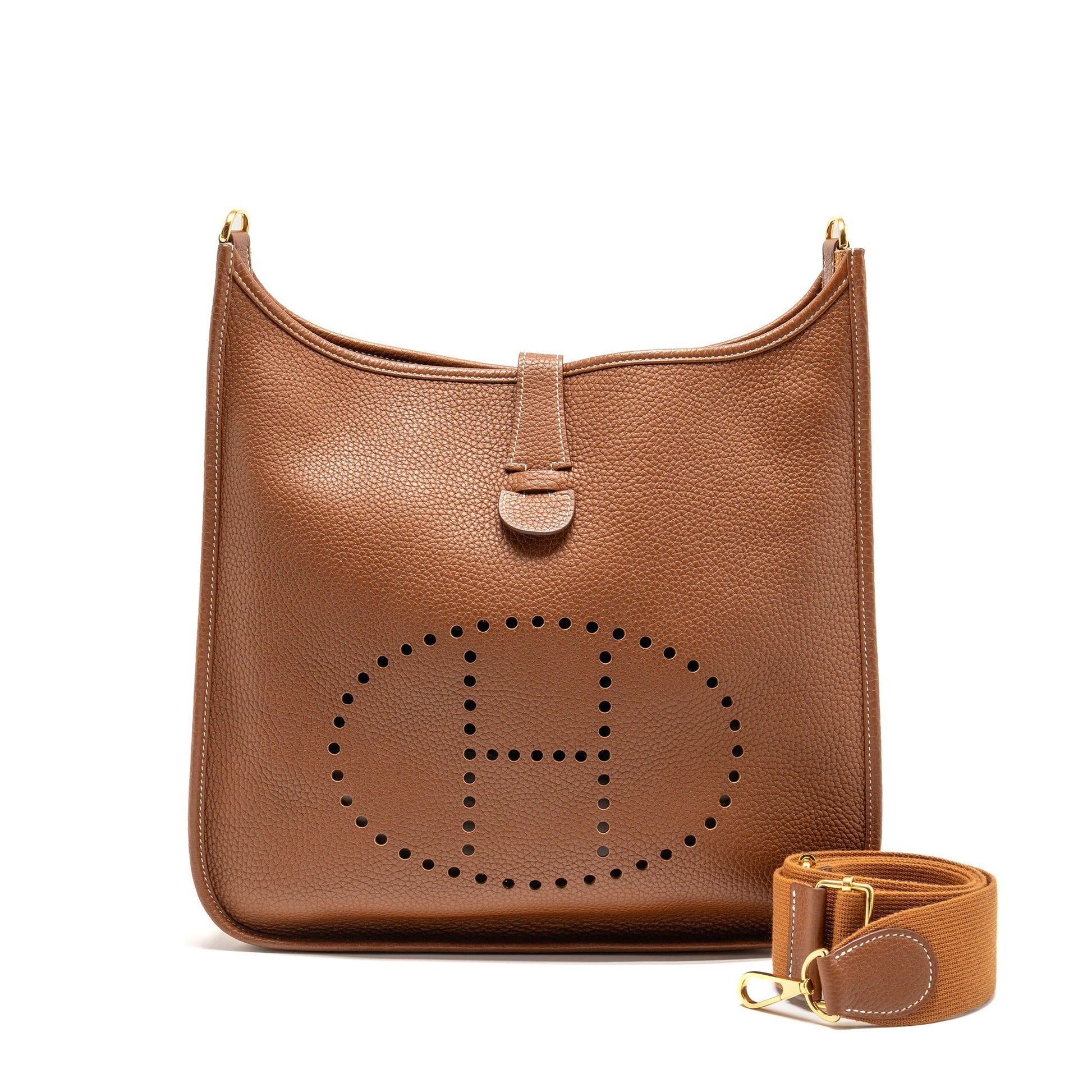 Hermes Evelyne Clemence Ghw Stamp D Handbag Gold Travel Bag