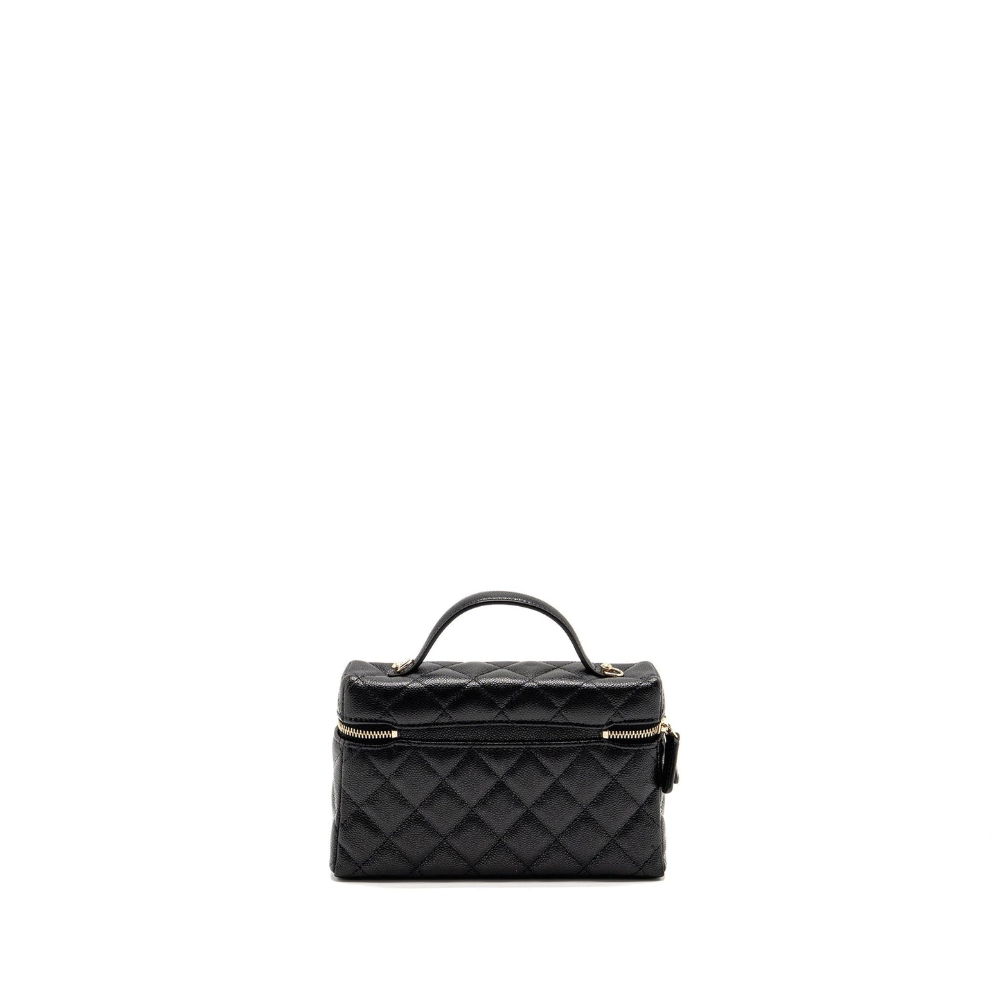 Chanel 25p CC Top Handle Vanity Caviar Black Handbag Black Lghwmicrochip