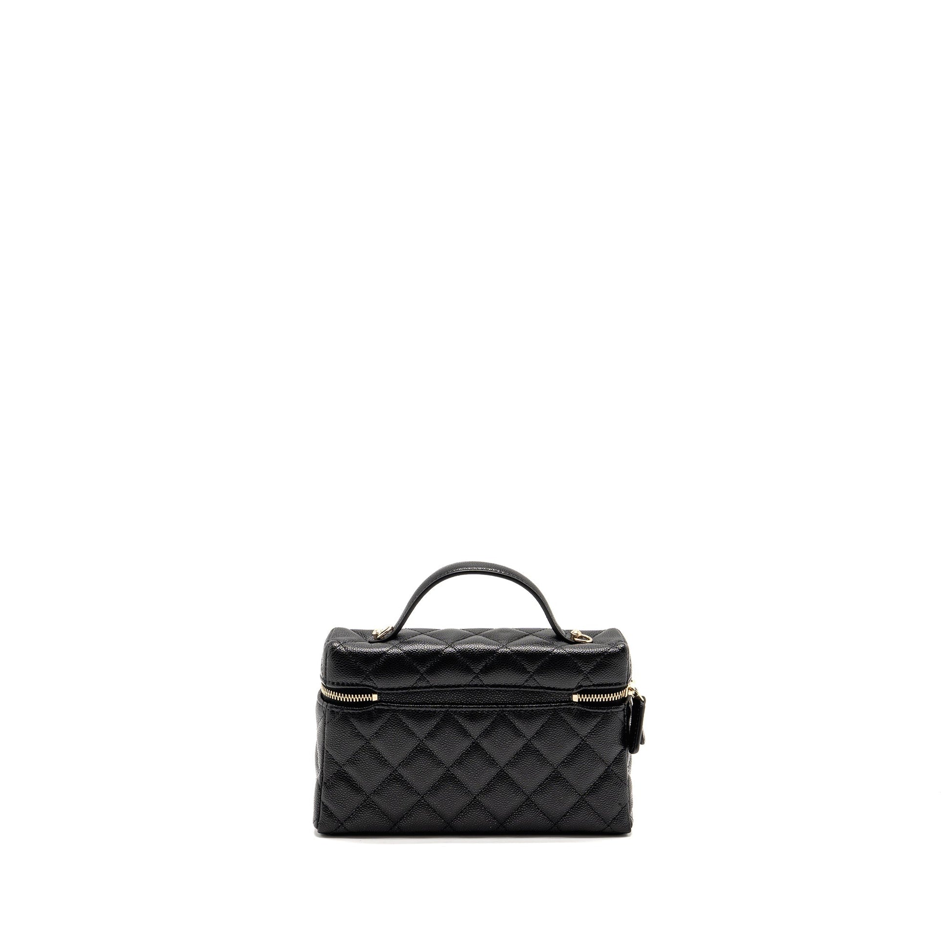 Chanel 25p CC Top Handle Vanity Caviar Black Handbag Black Lghwmicrochip