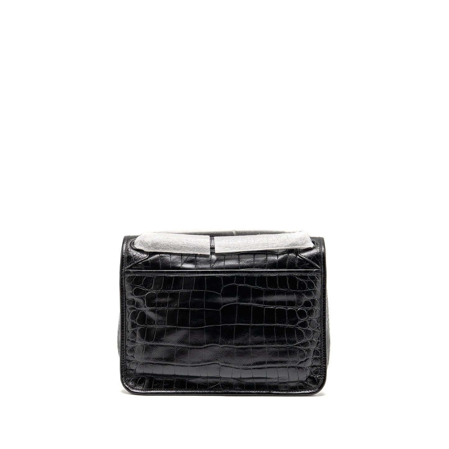 YSL Saint Laurent Niki Purse Crocodile Calfskin Hardware Black Medium Embossed Travel Bag