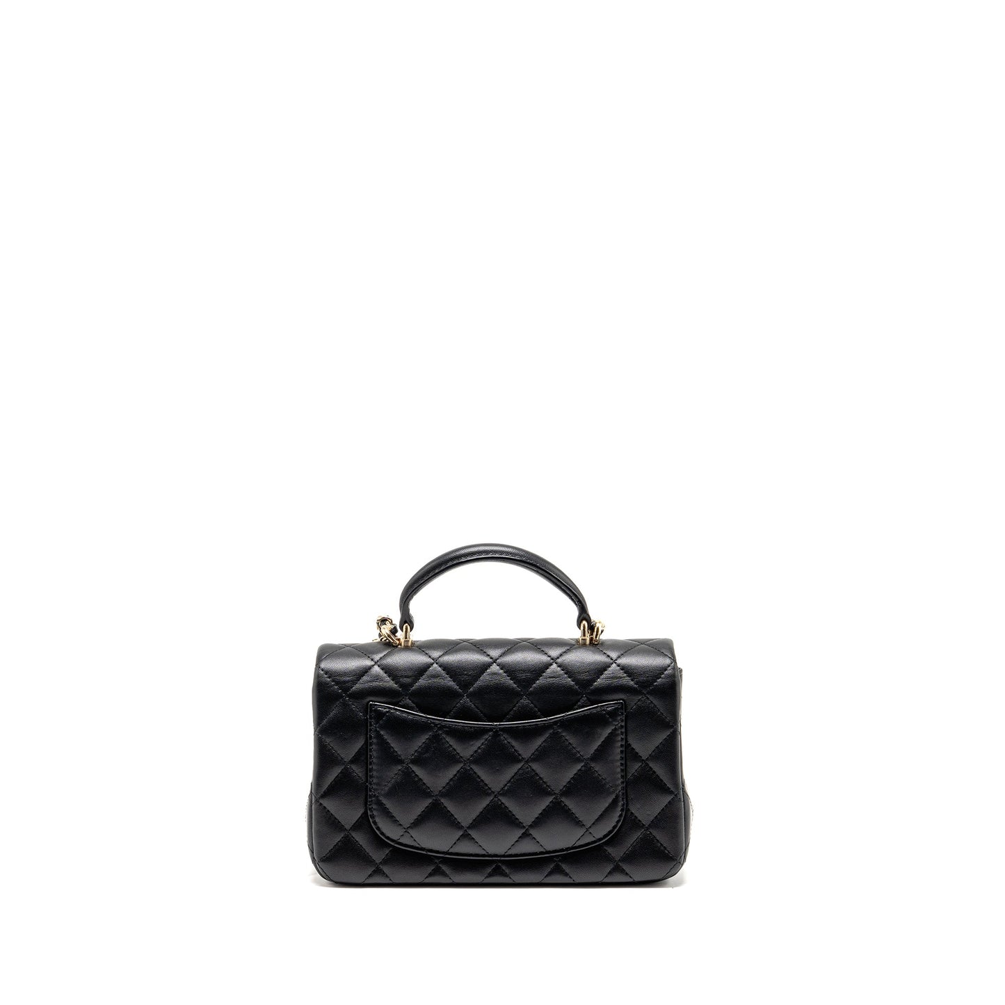 Chanel Top Handle Rectangular Detailed Charm Lambskin Black Key Chain