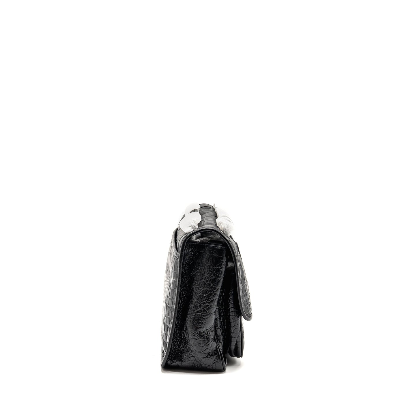 YSL Saint Laurent Niki Purse Crocodile Calfskin Hardware Black Medium Embossed Travel Bag
