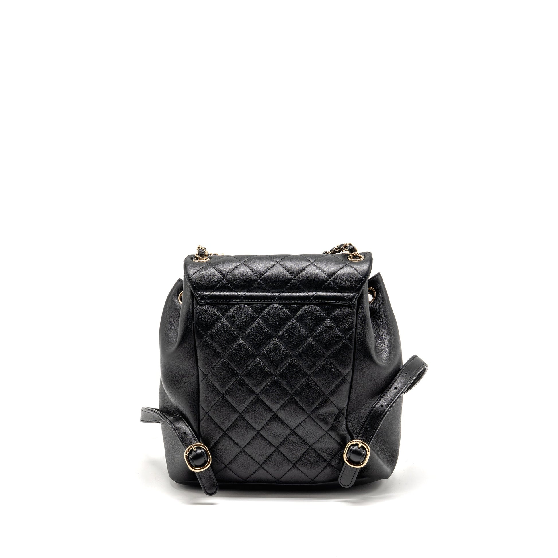 Chanel Duma Backpack Calfskin LGHW microchip Black Number At3Xj2Th