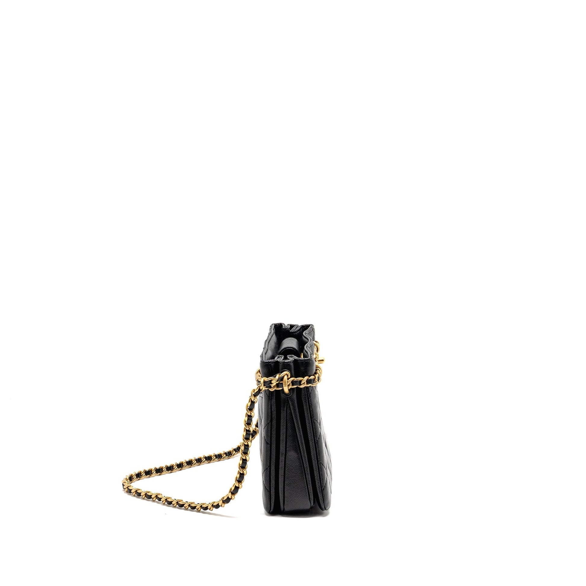 Chanel CC Camellia Shopping Caviar GHW Microchip Black Small Handbag