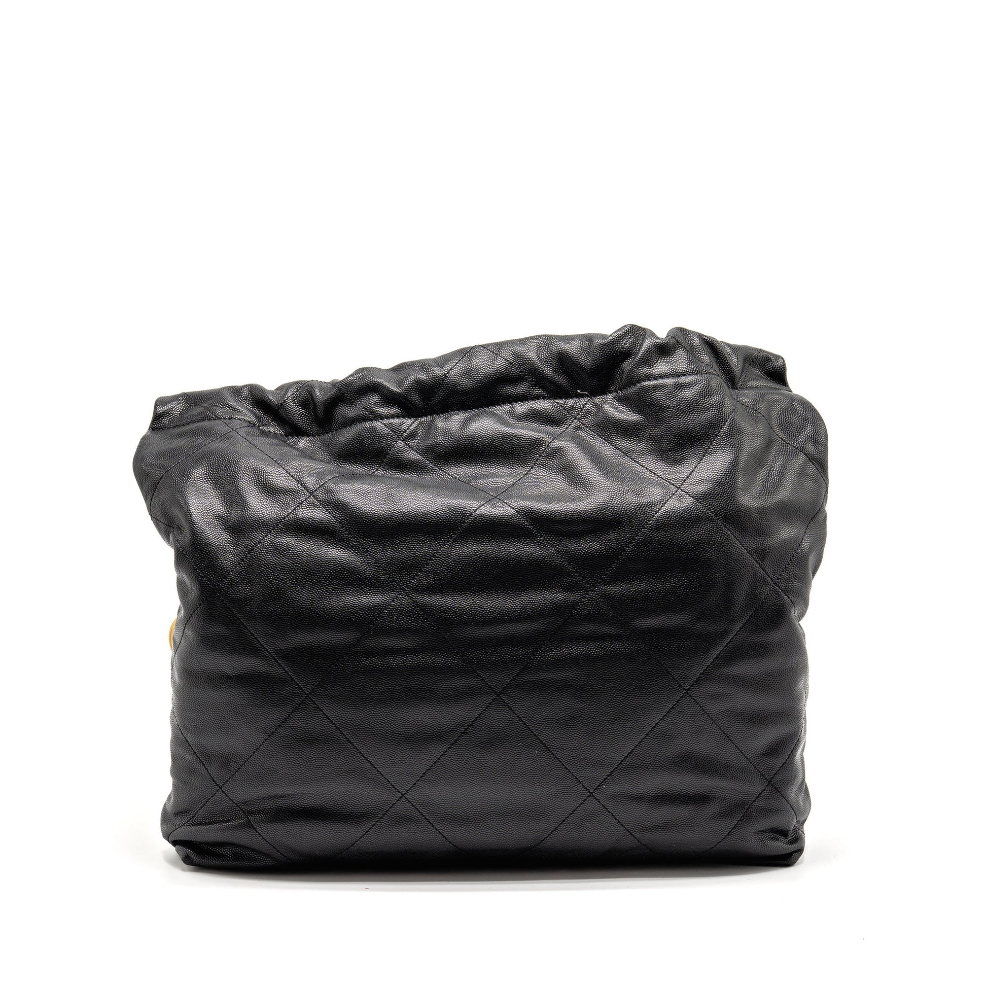 Chanel 22 Letter Caviar GHW Microchip Black Handbag