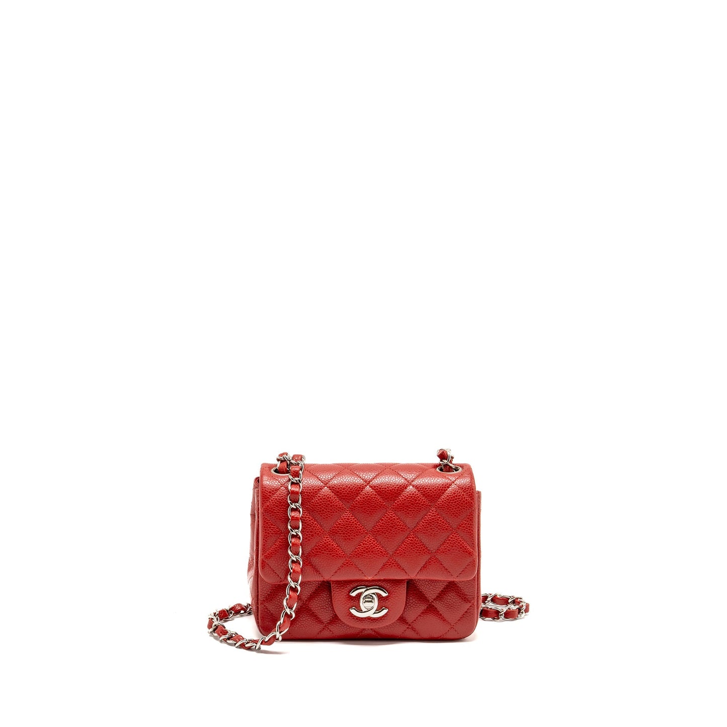 Chanel Square Flap Caviar SHW Red Shoulder Bag Red Shw