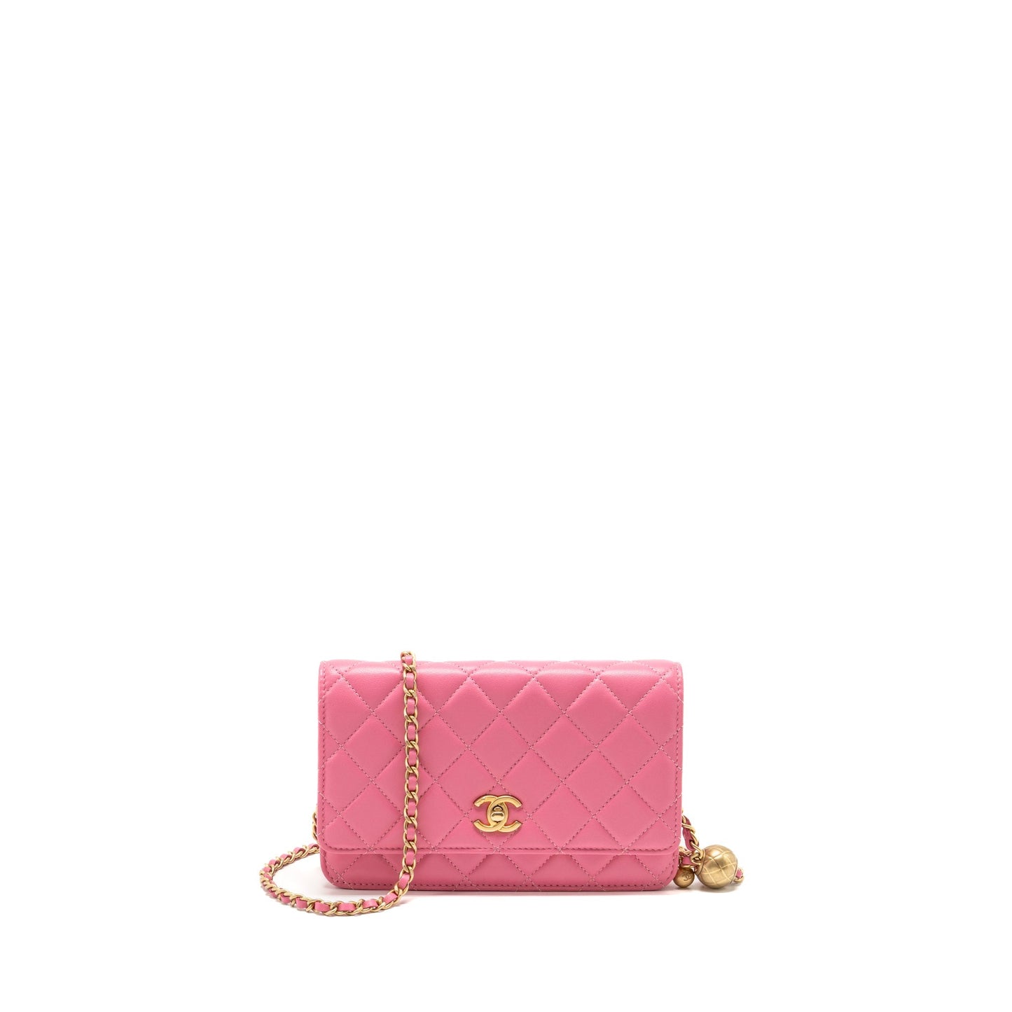 Chanel Pearl Crush on Lambskin GHW Pink Wallet Case