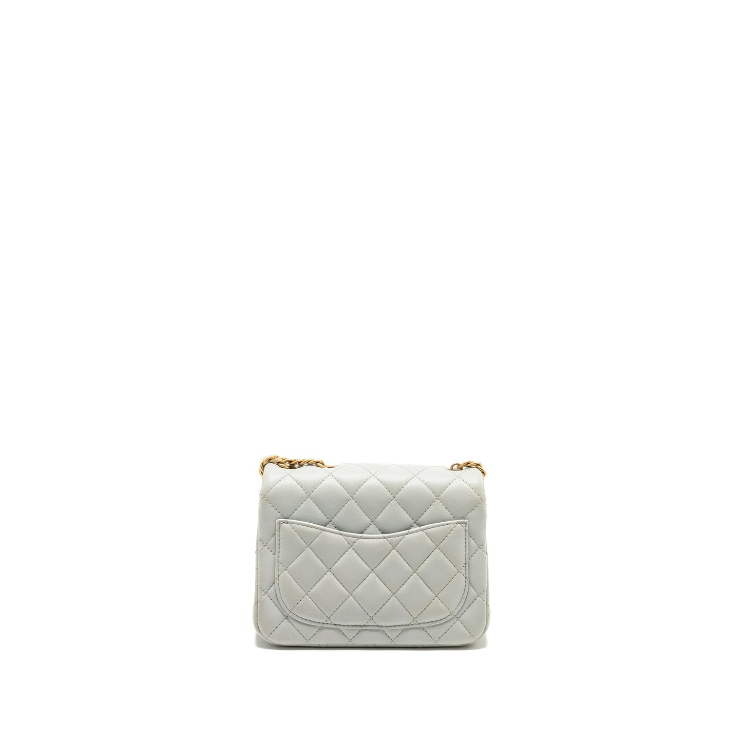 Chanel Camellia Adjustable Square flap Lambskin light Grey Shoulder Bag
