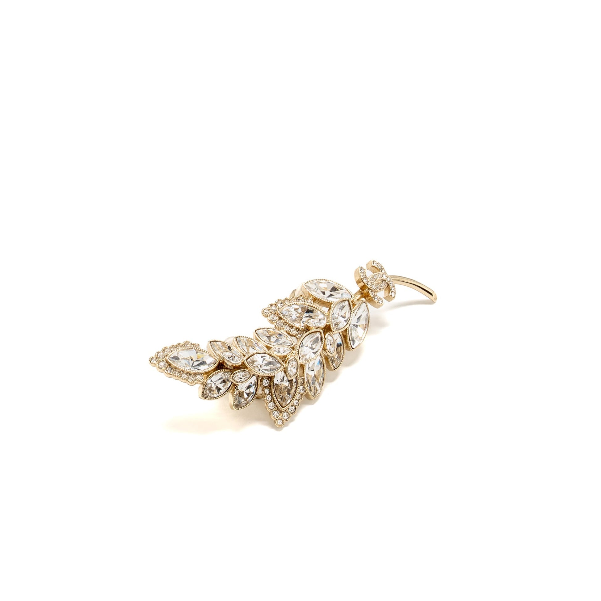 Chanel CC logo Crystal Leaf Single Ear Gold Handbag