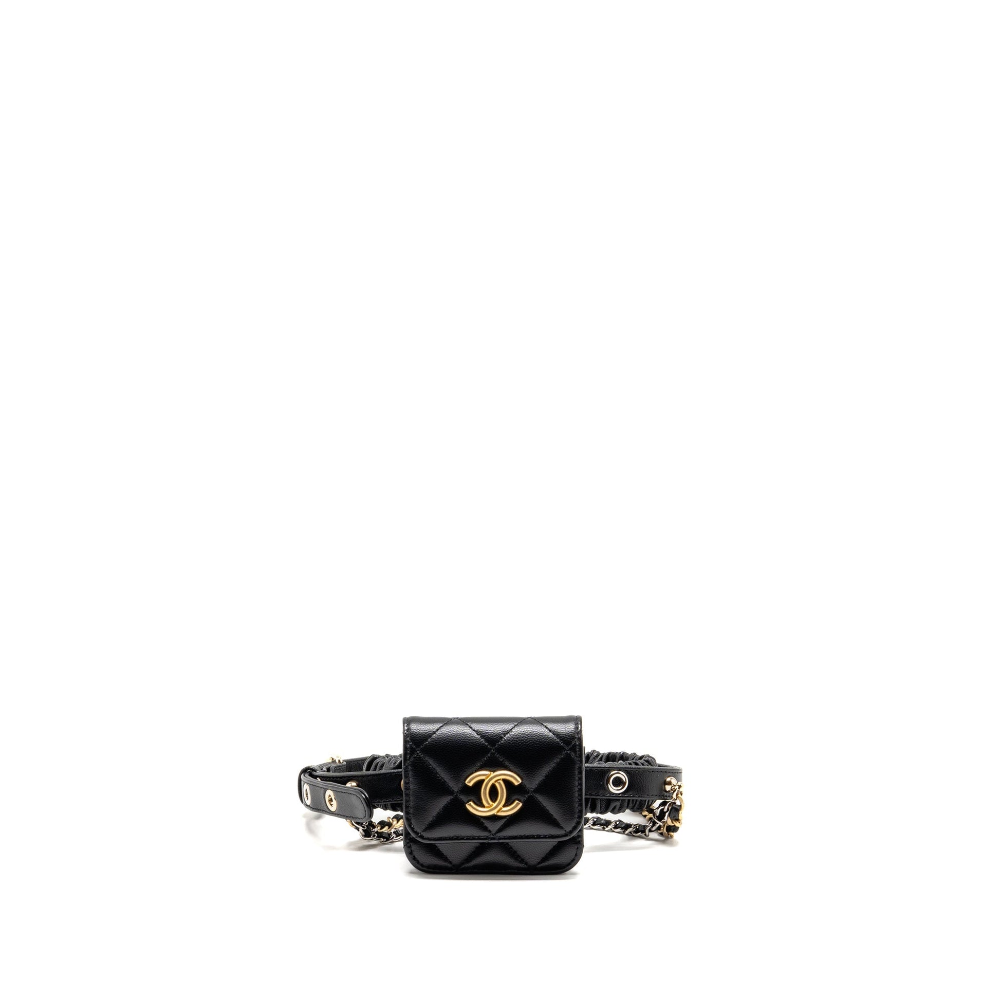 Chanel 22C AirPods Lambskin Hardware Multicolour Black Handbag
