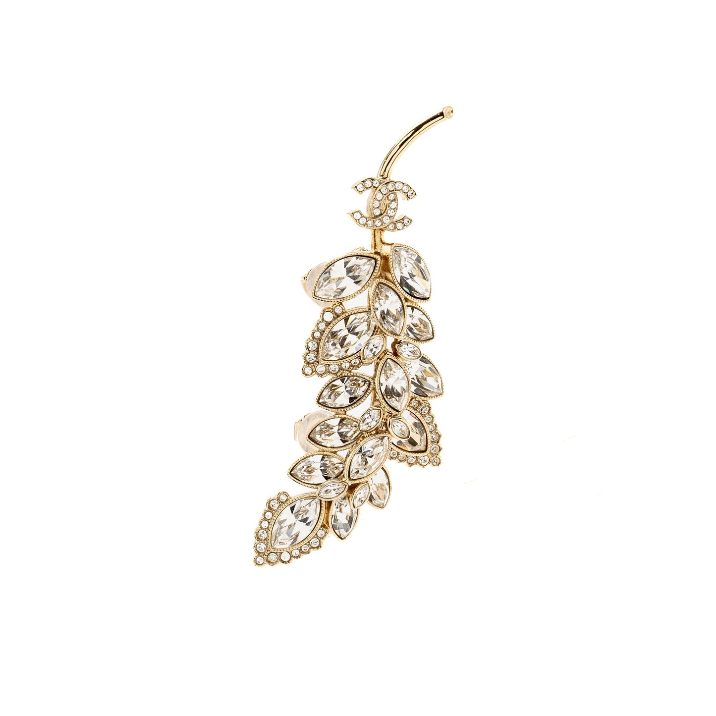 Chanel CC logo Crystal Leaf Single Ear Gold Handbag