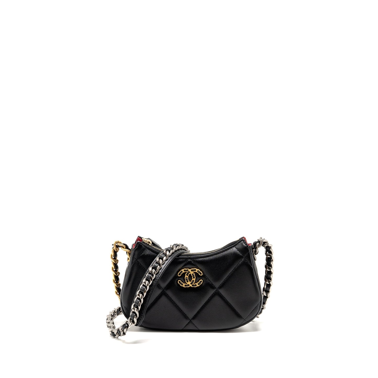 Chanel 19 hobo lambskin hardware microchip Multicolour Black Crossbody Bag
