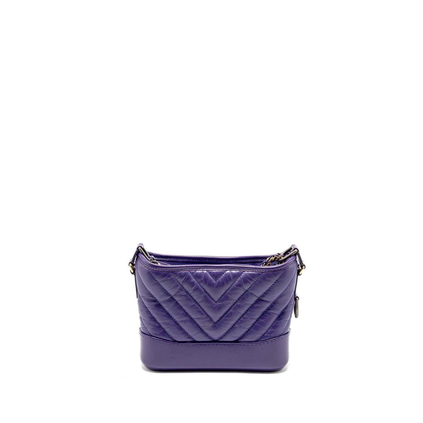 Chanel Gabrielle Hobo Chevron Aged Calfskin Purple Multicolour Small Shoulder Bag