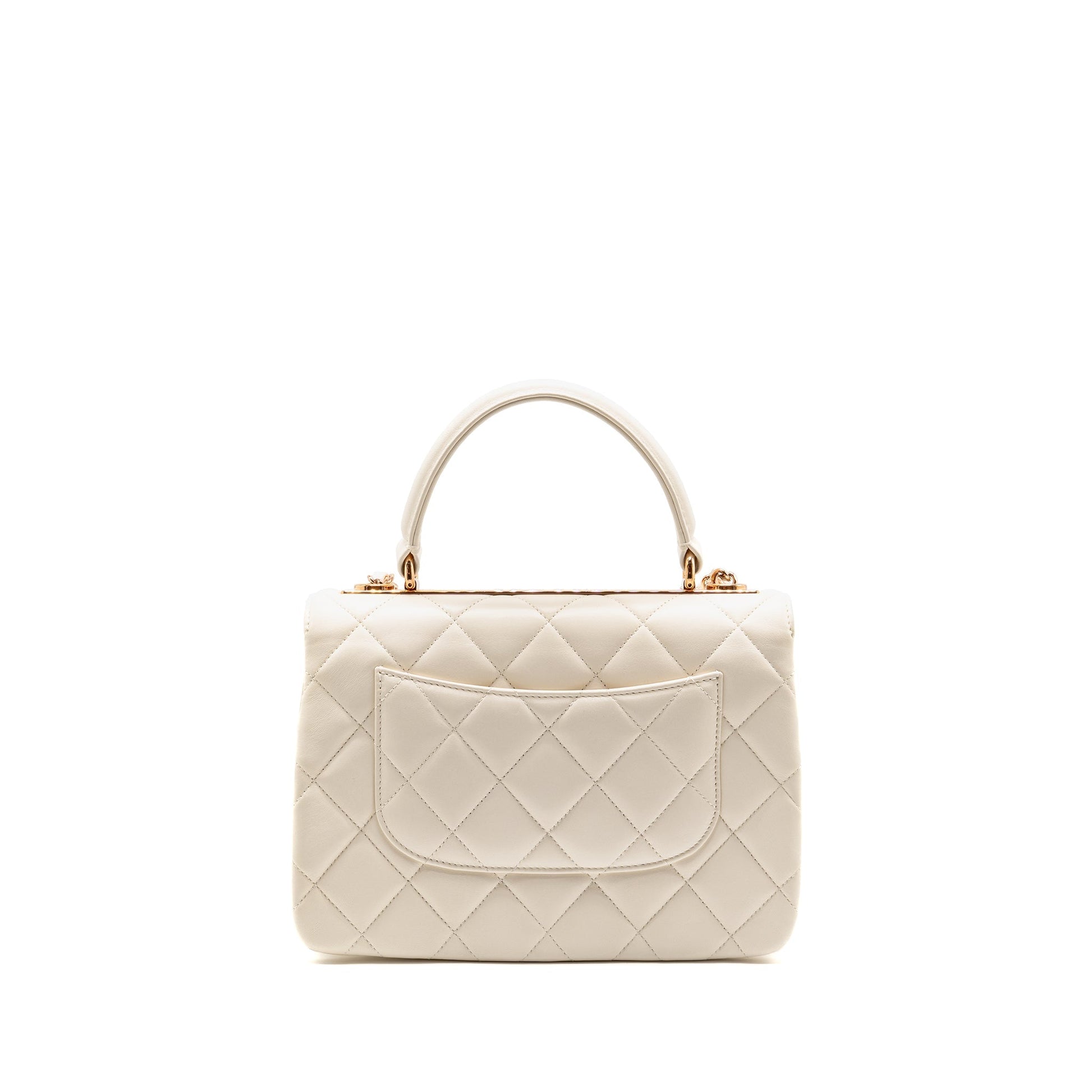 Chanel Top Handle Trendy CC Flap Lambskin White Shoulder Bag