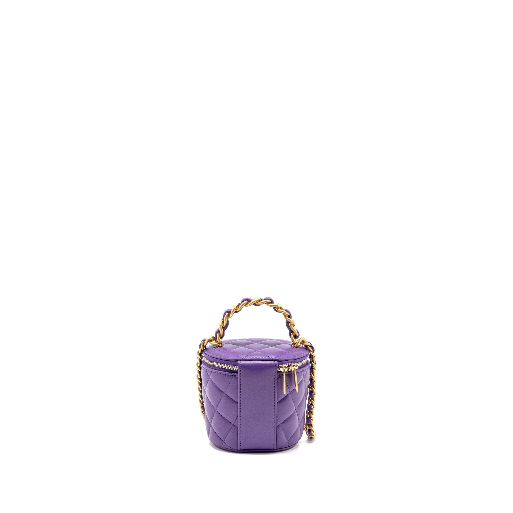Chanel 22A Vanity Lambskin Purple GHW Microchip Handbag