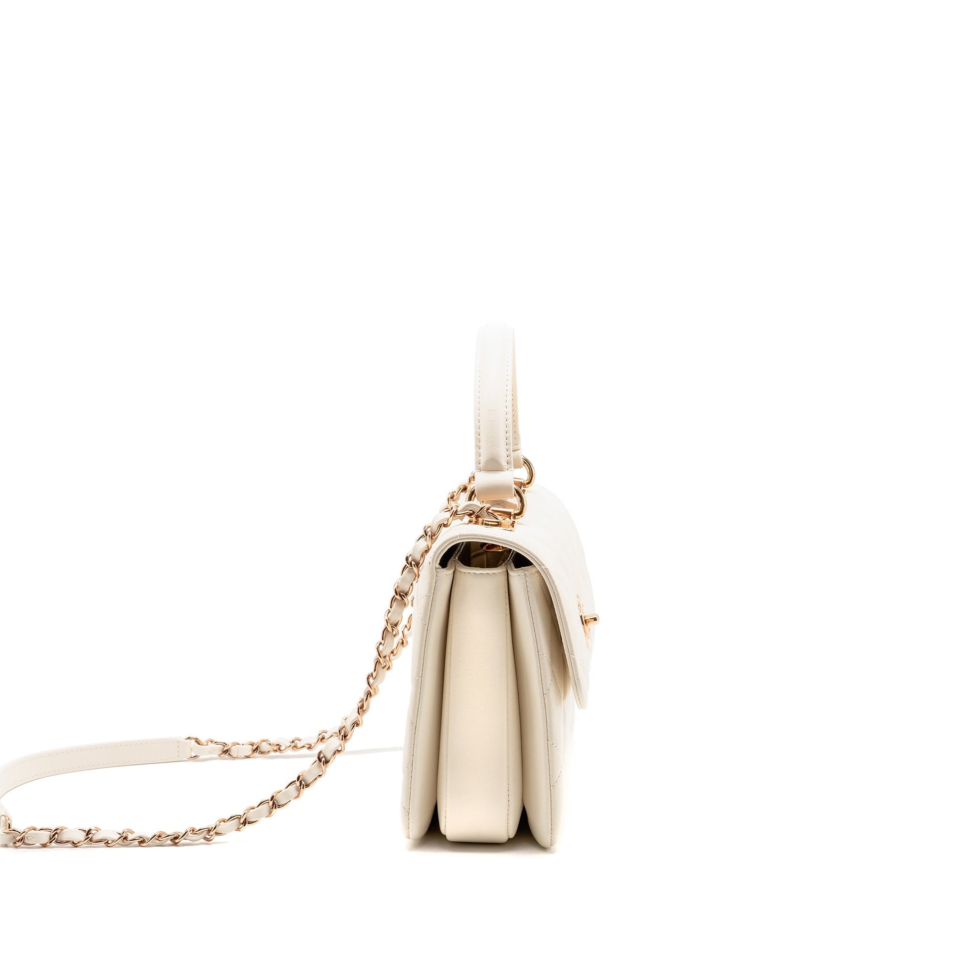 Chanel Top Handle Trendy CC Flap Lambskin White Shoulder Bag