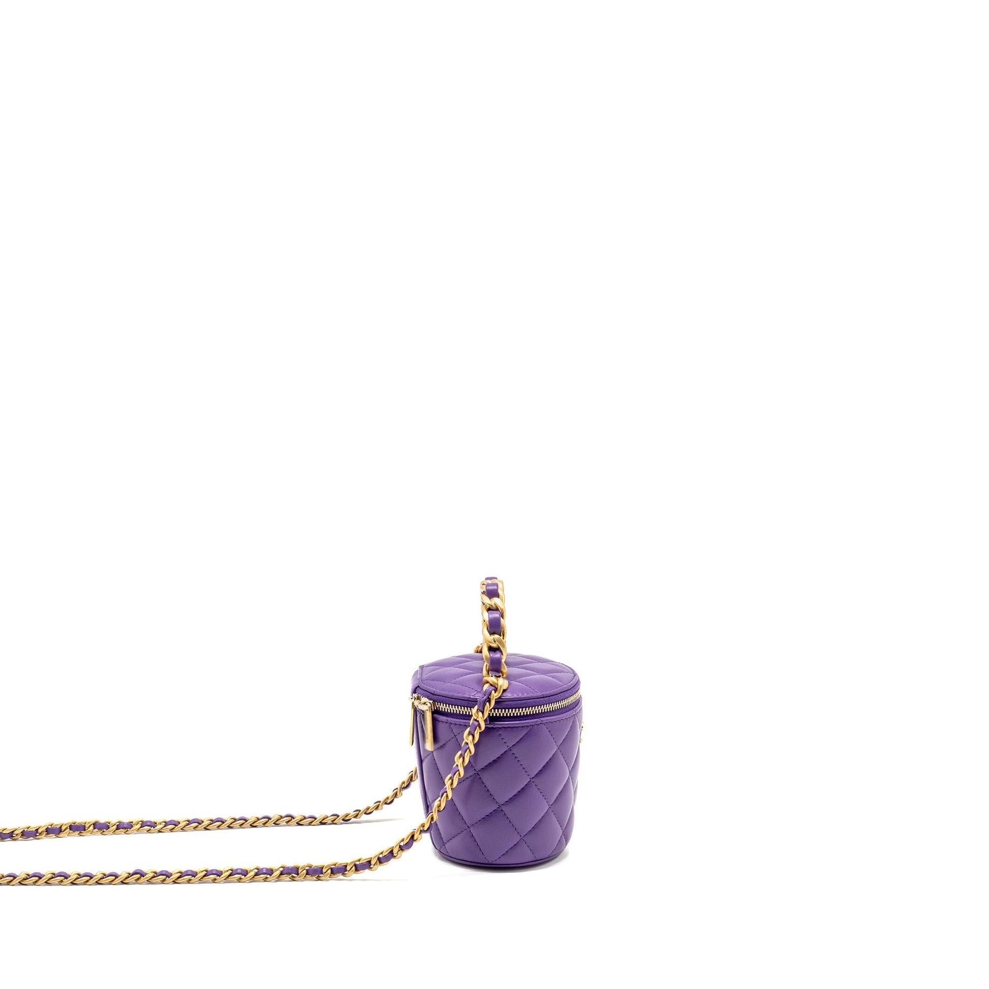 Chanel 22A Vanity Lambskin Purple GHW Microchip Handbag