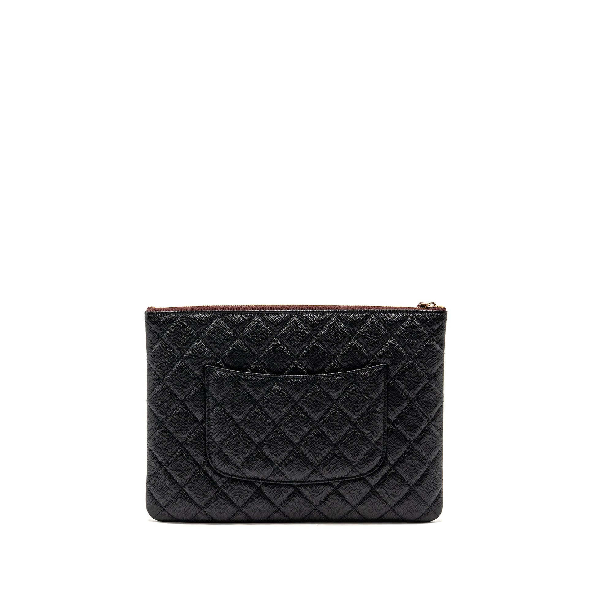 Chanel O caviar GHW Black Clutch Bag
