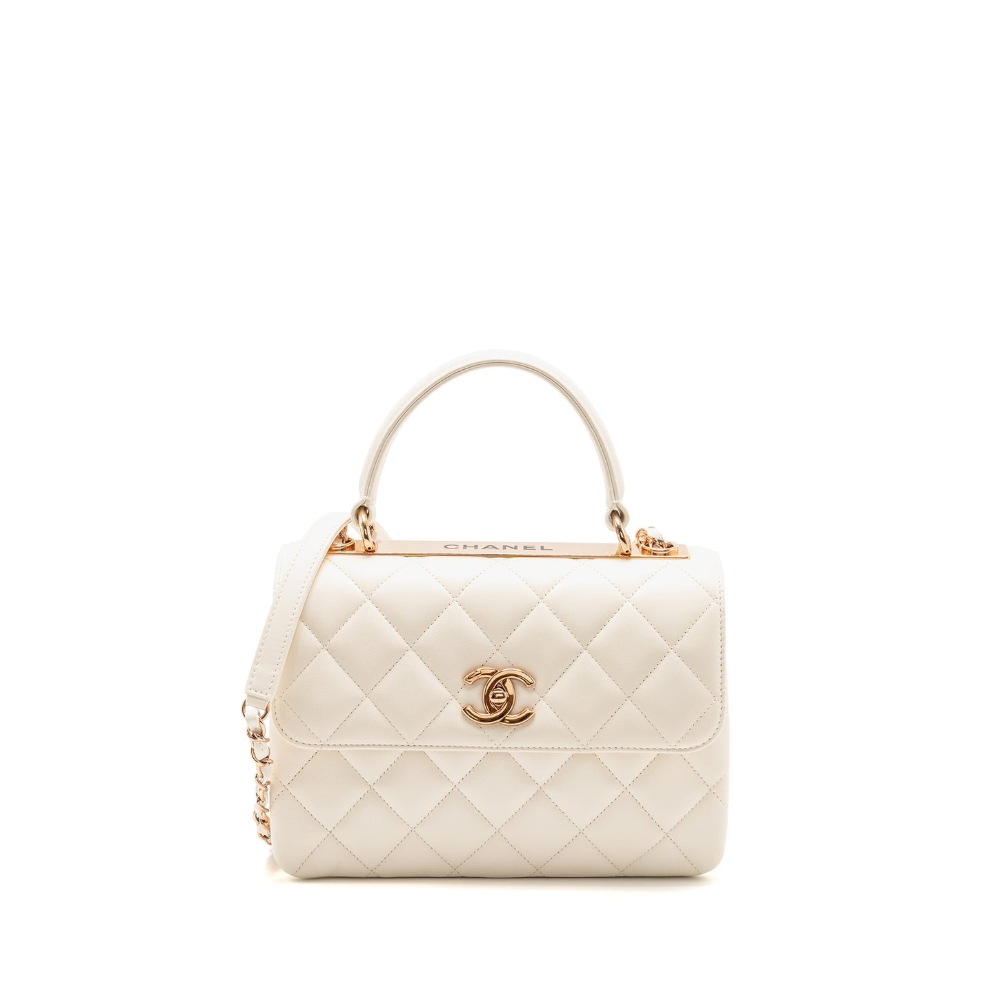 Chanel Top Handle Trendy CC Flap Lambskin White Shoulder Bag