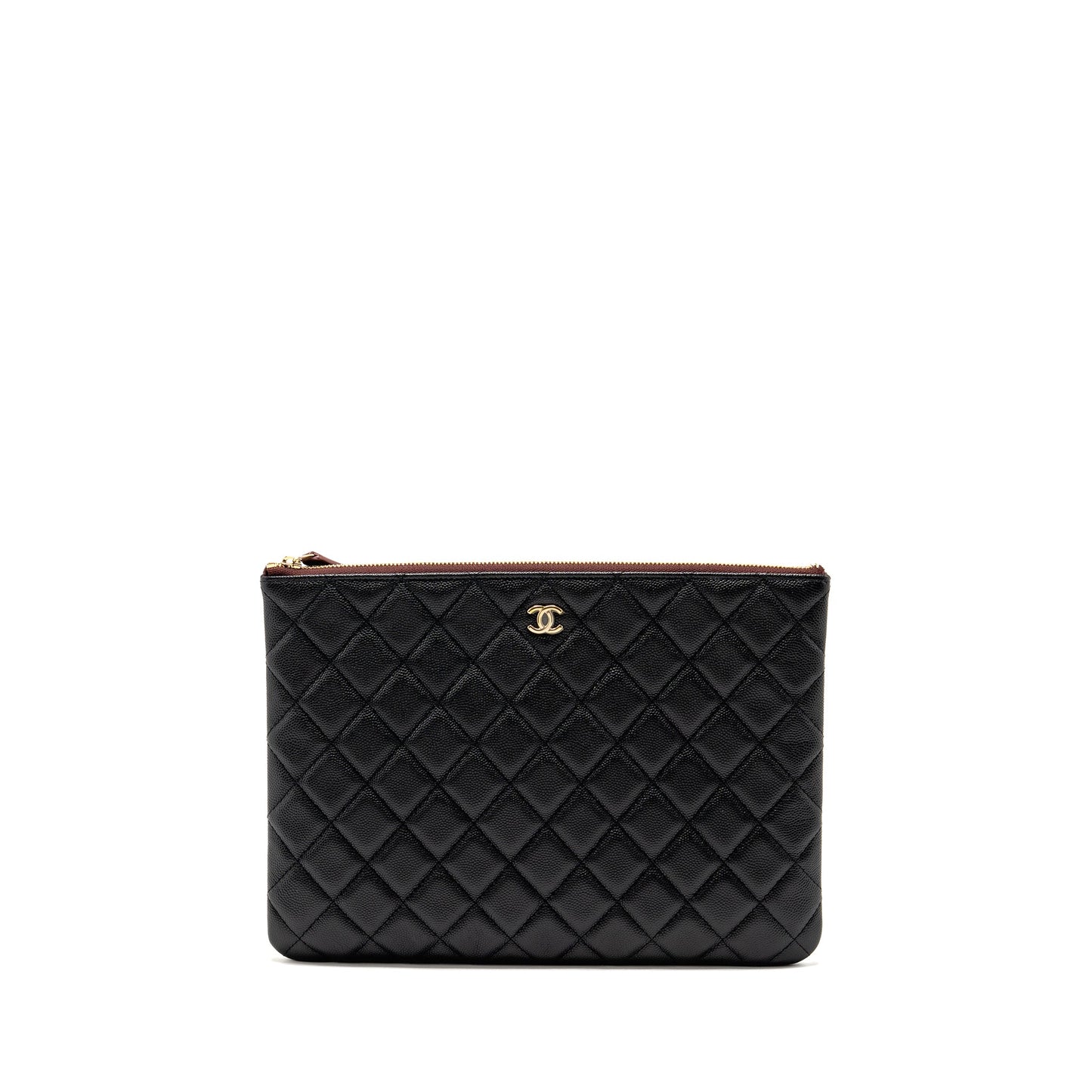 Chanel O caviar GHW Black Clutch Bag