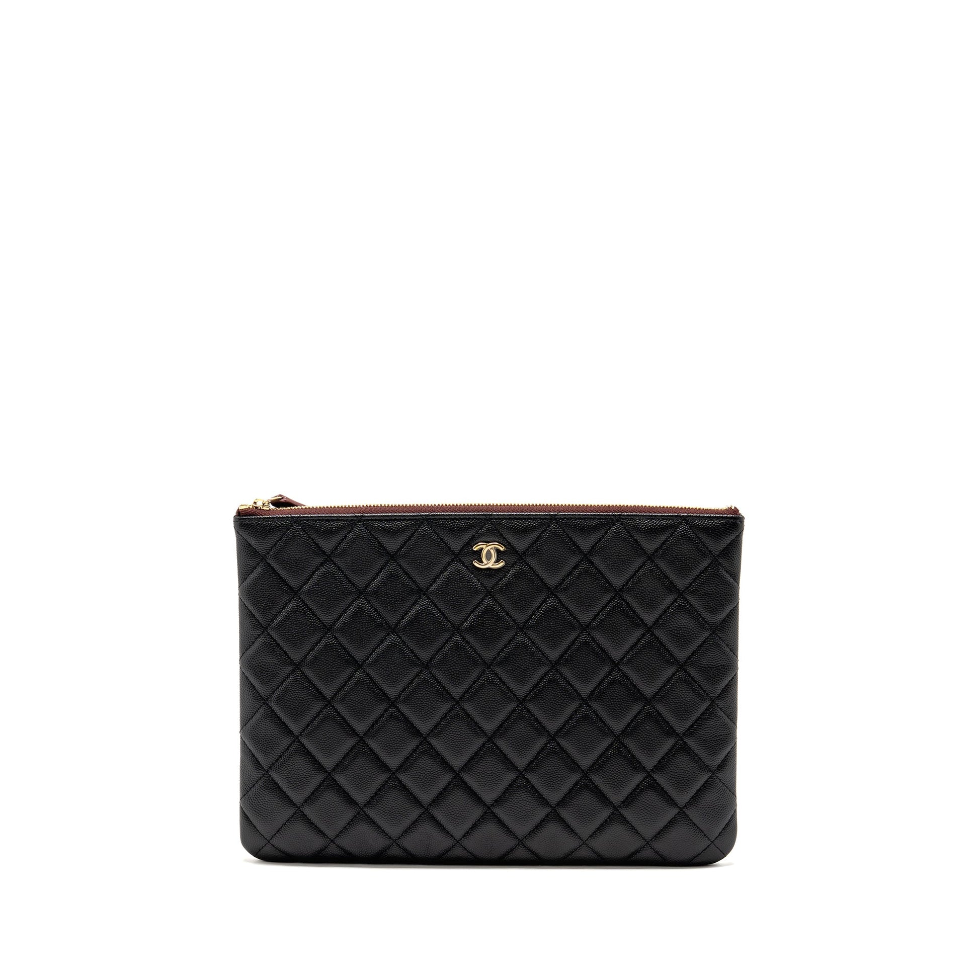 Chanel O caviar GHW Black Clutch Bag