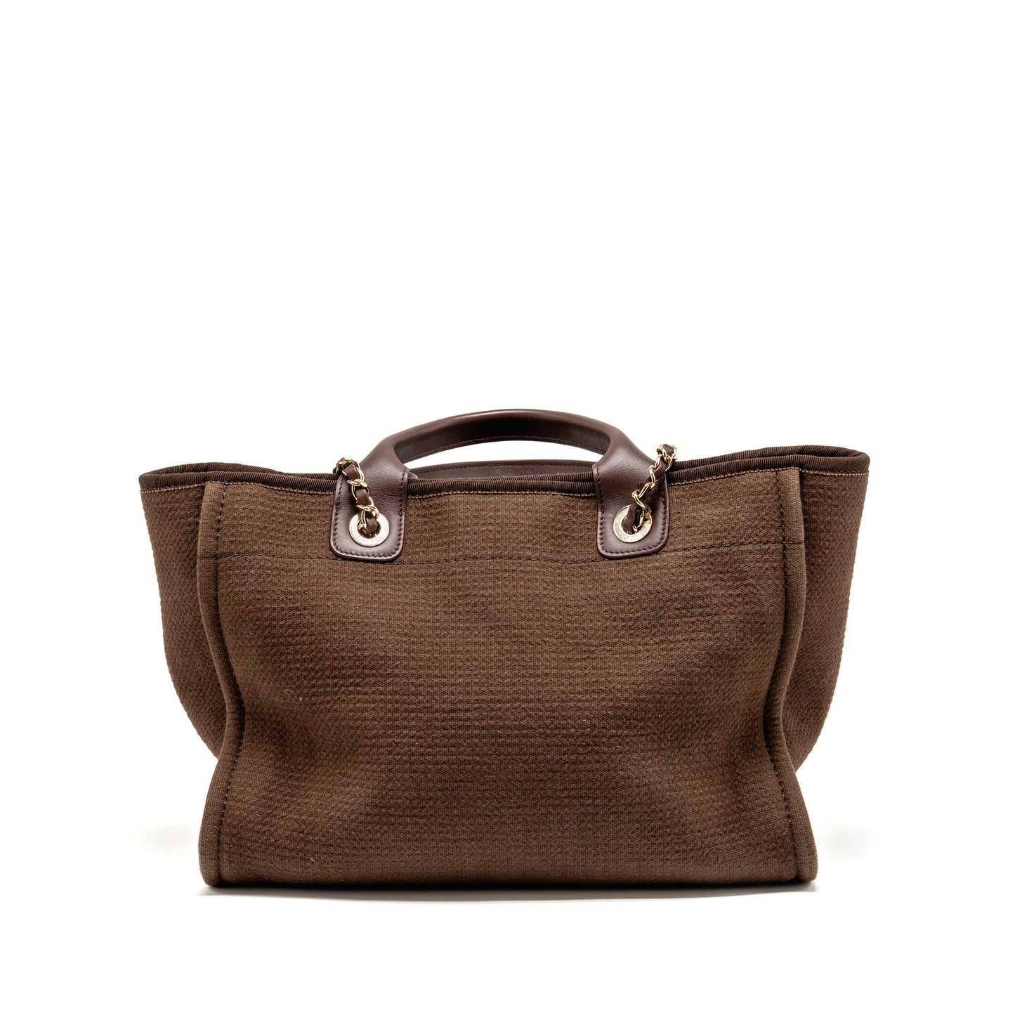 Chanel Deauville dark LGHW microchip Brown Small Canvas Tote Bag
