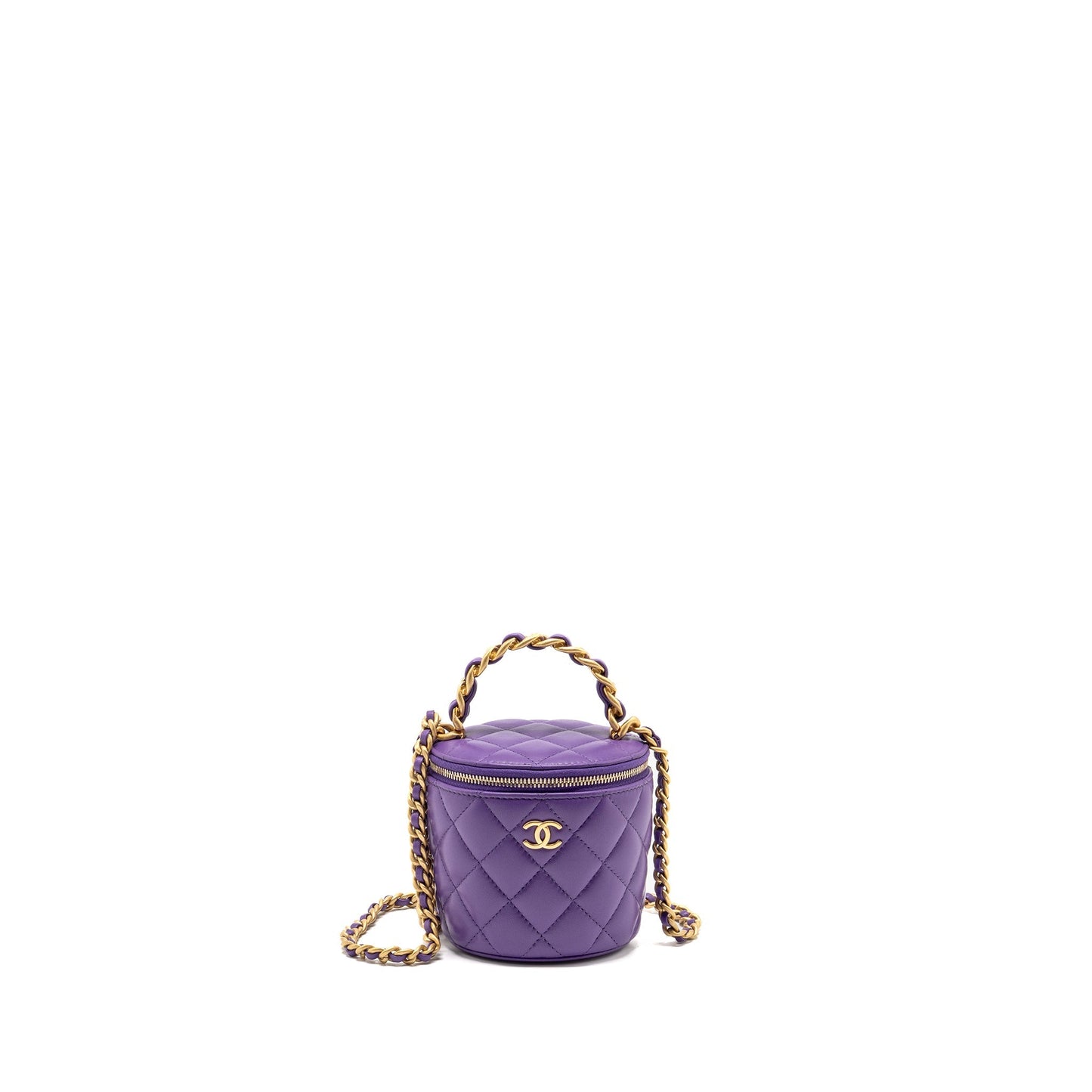 Chanel 22A Vanity Lambskin Purple GHW Microchip Handbag