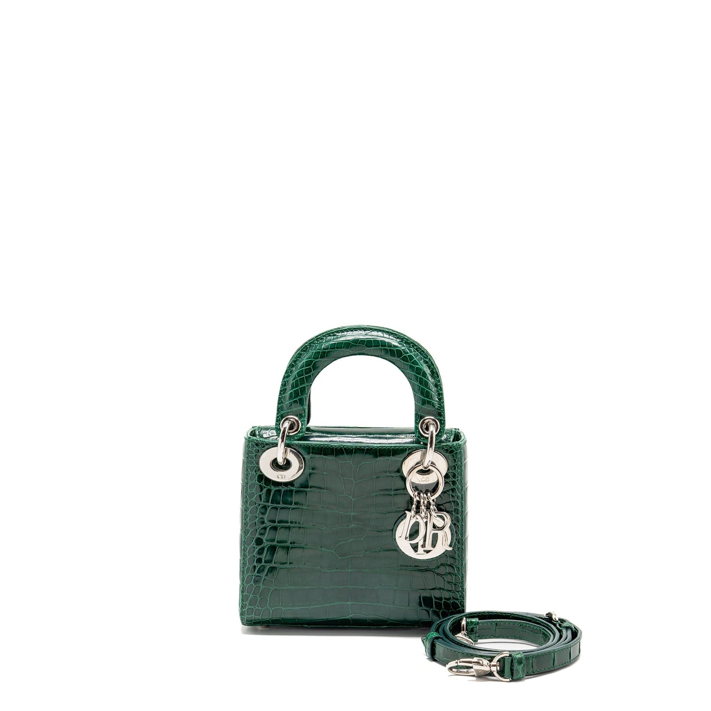 Dior Lady Crocodile Handbag Green Mini Travel Bag