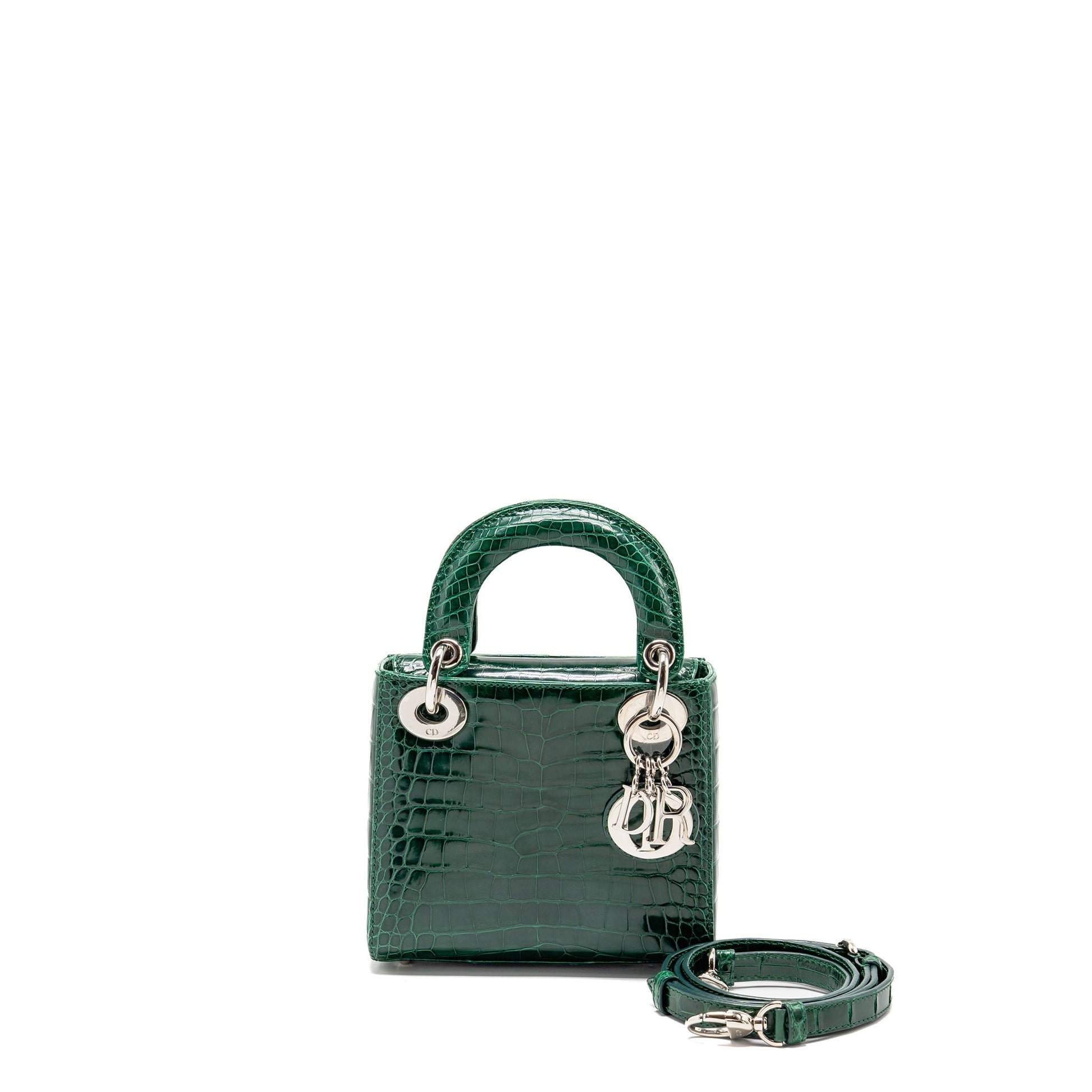 Dior Lady Crocodile Handbag Green Mini Travel Bag