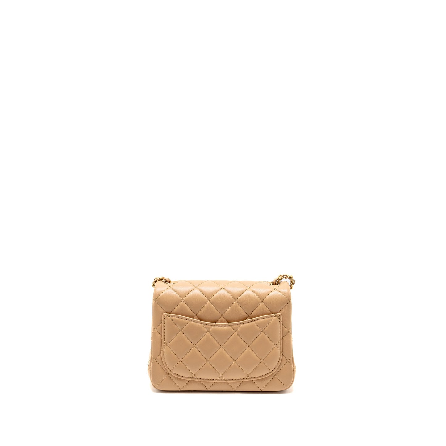 Chanel Pearl Crush Square Flap Lambskin GHW Beige Shoulder Bag