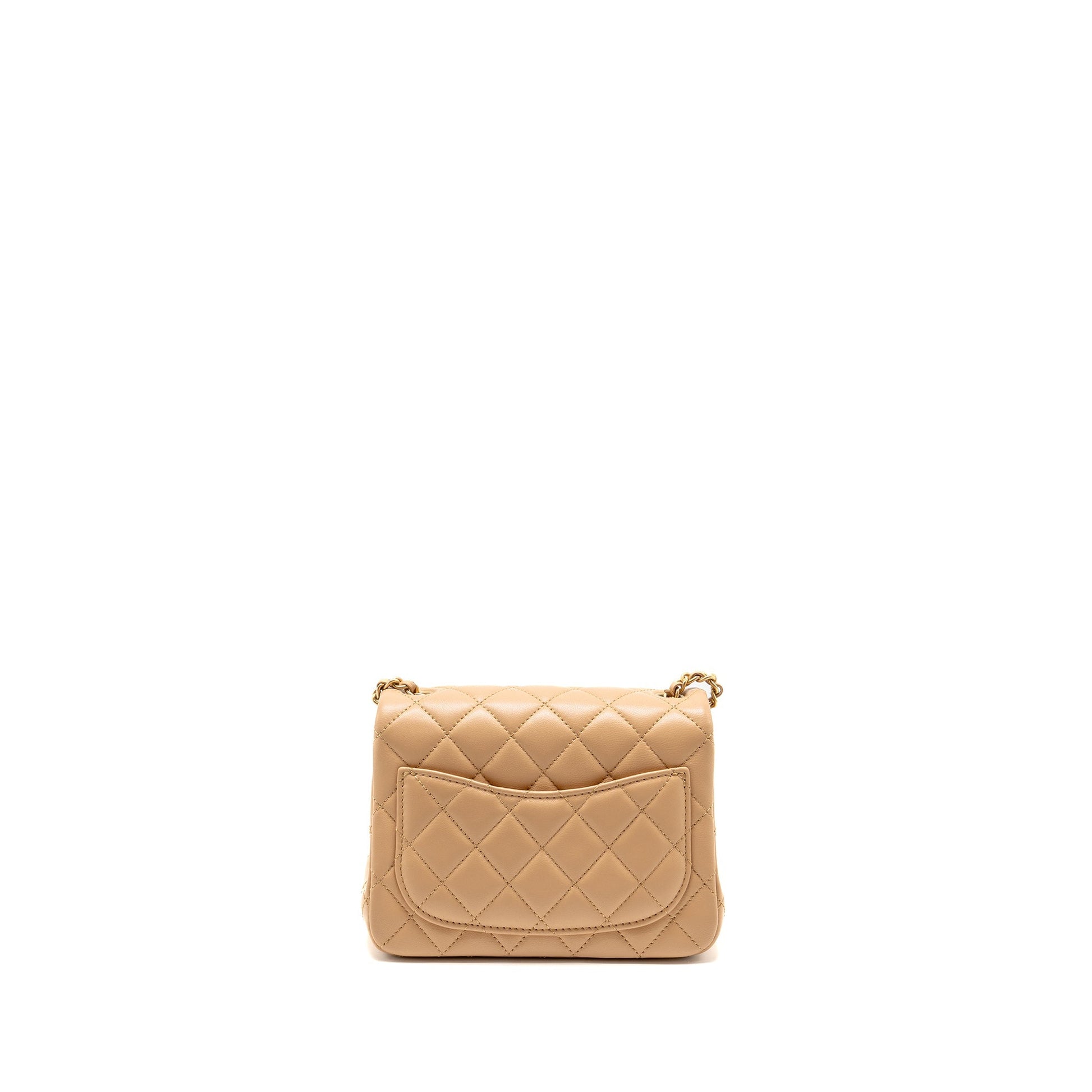 Chanel Pearl Crush Square Flap Lambskin GHW Beige Shoulder Bag