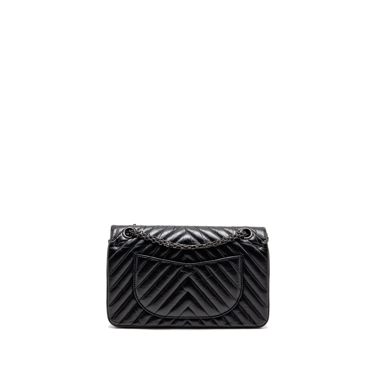 Chanel 2.55 Reissue Double Flap Chevron Aged Black Small Shoulder Bag So Black