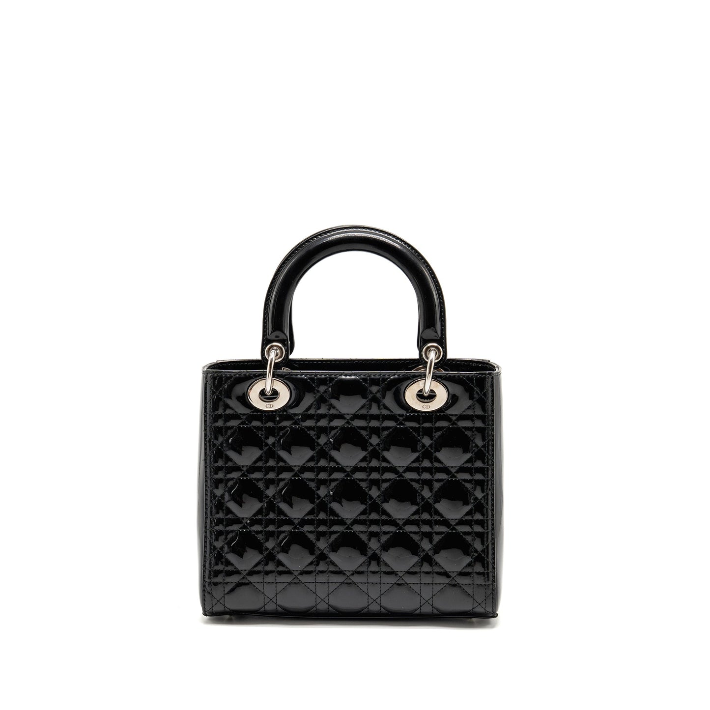 Dior Lady Patent Handbag Black Medium Travel Bag