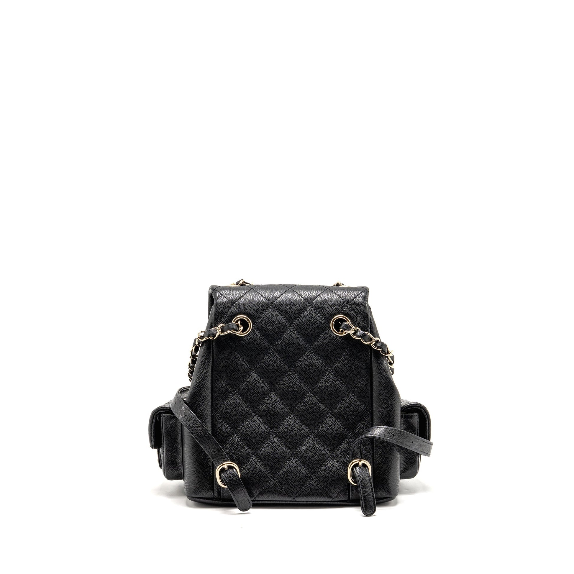 Chanel Triple Pocket Backpack Caviar LGHW Microchip Black