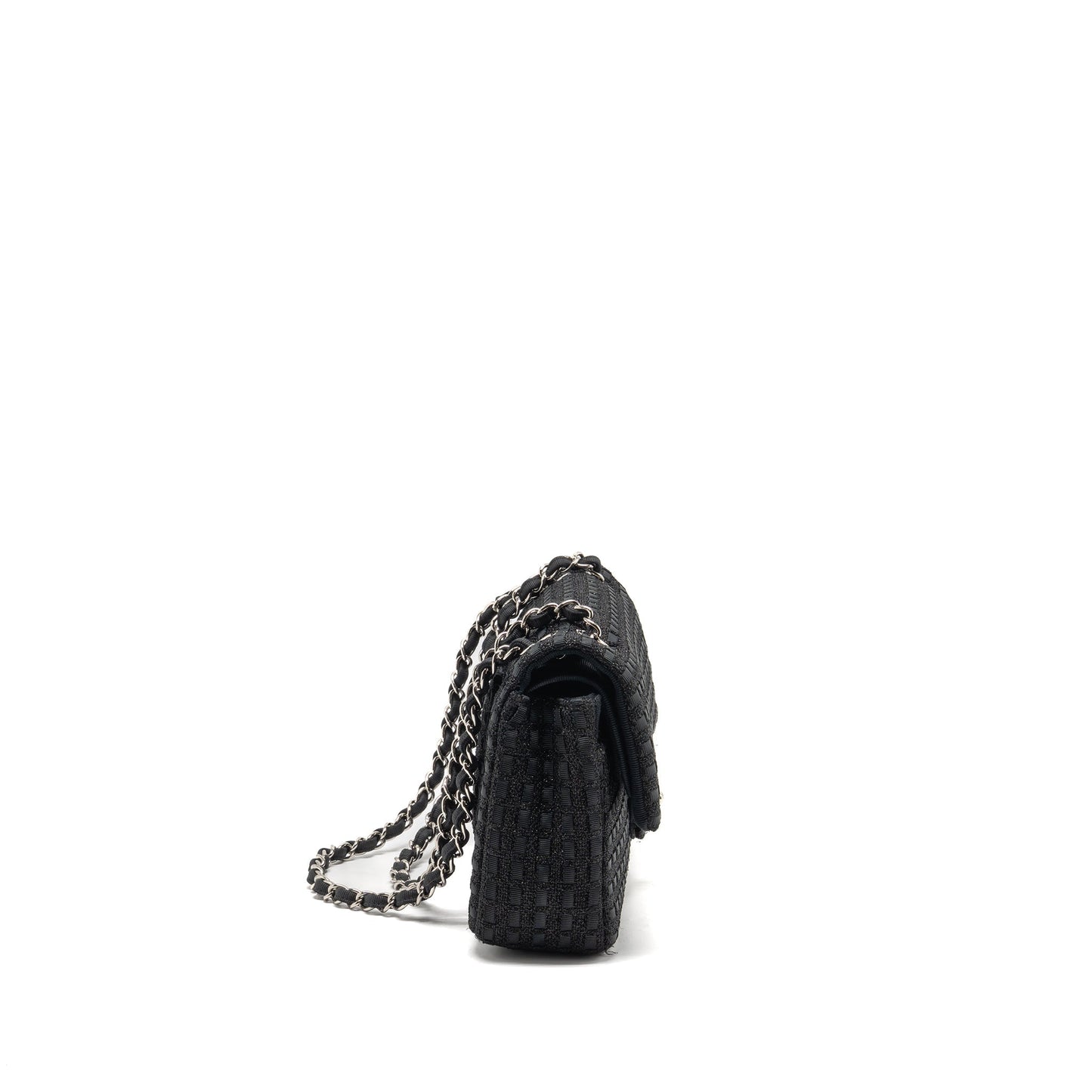 Chanel Classic double flap tweed SHW Black Shoulder Bag