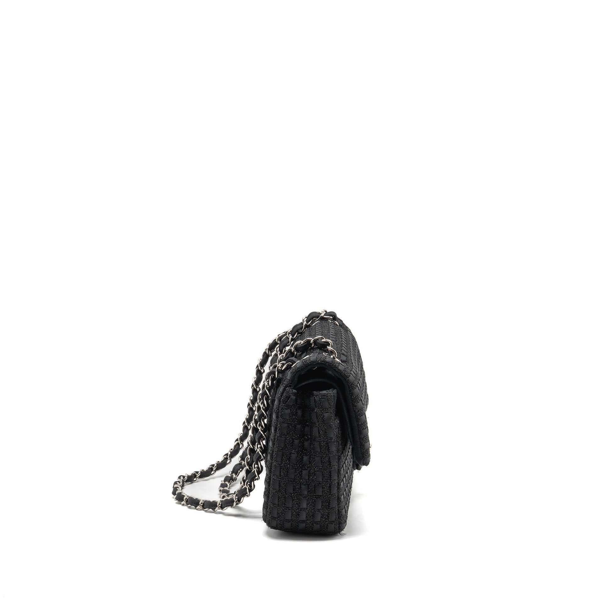 Chanel Classic double flap tweed SHW Black Shoulder Bag