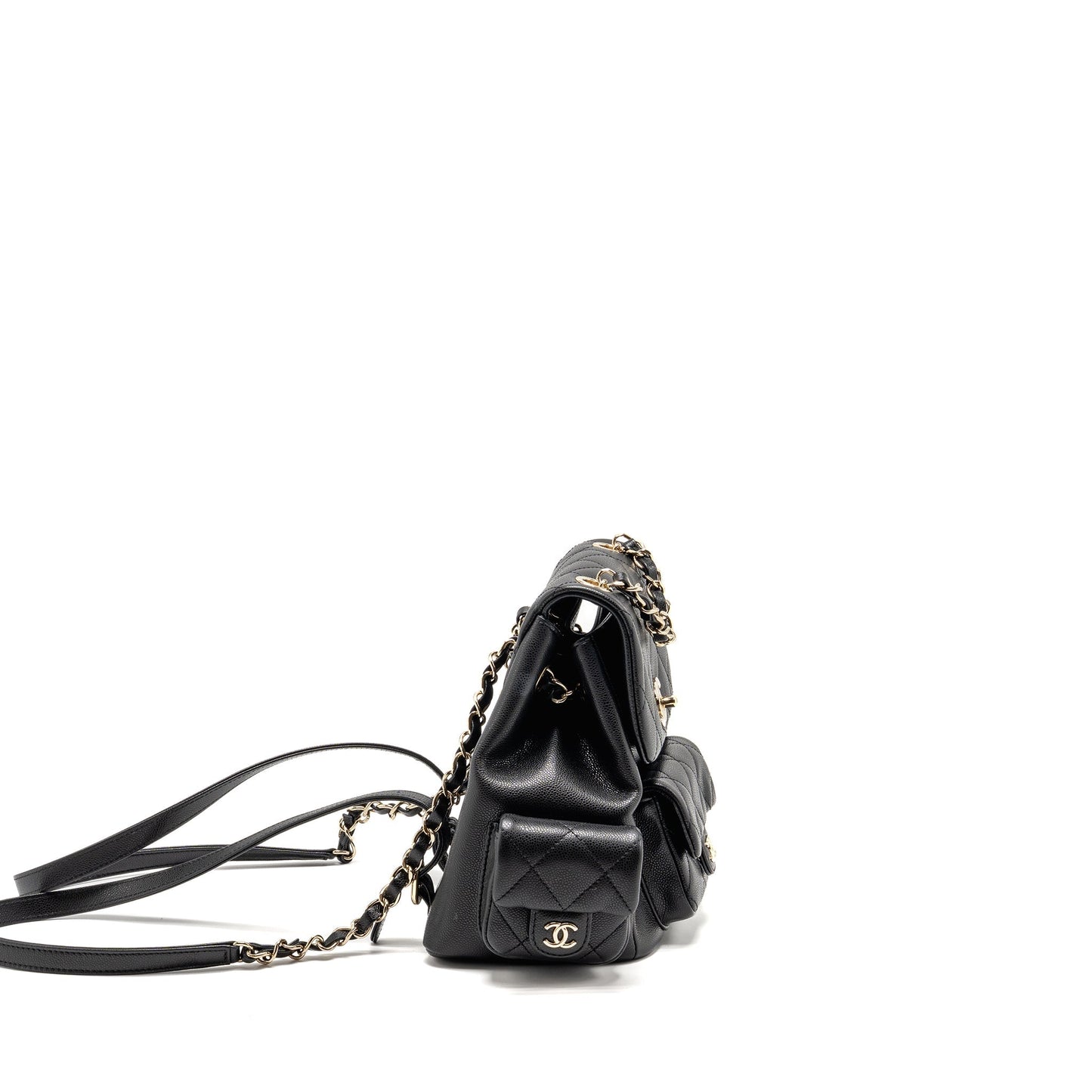 Chanel Triple Pocket Backpack Caviar LGHW Microchip Black
