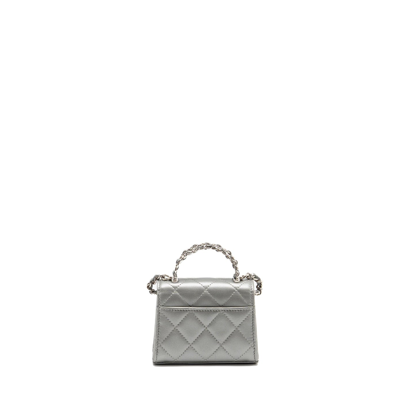 Chanel Top handle flap lambskin SHW microchip Silver Shoulder Bag