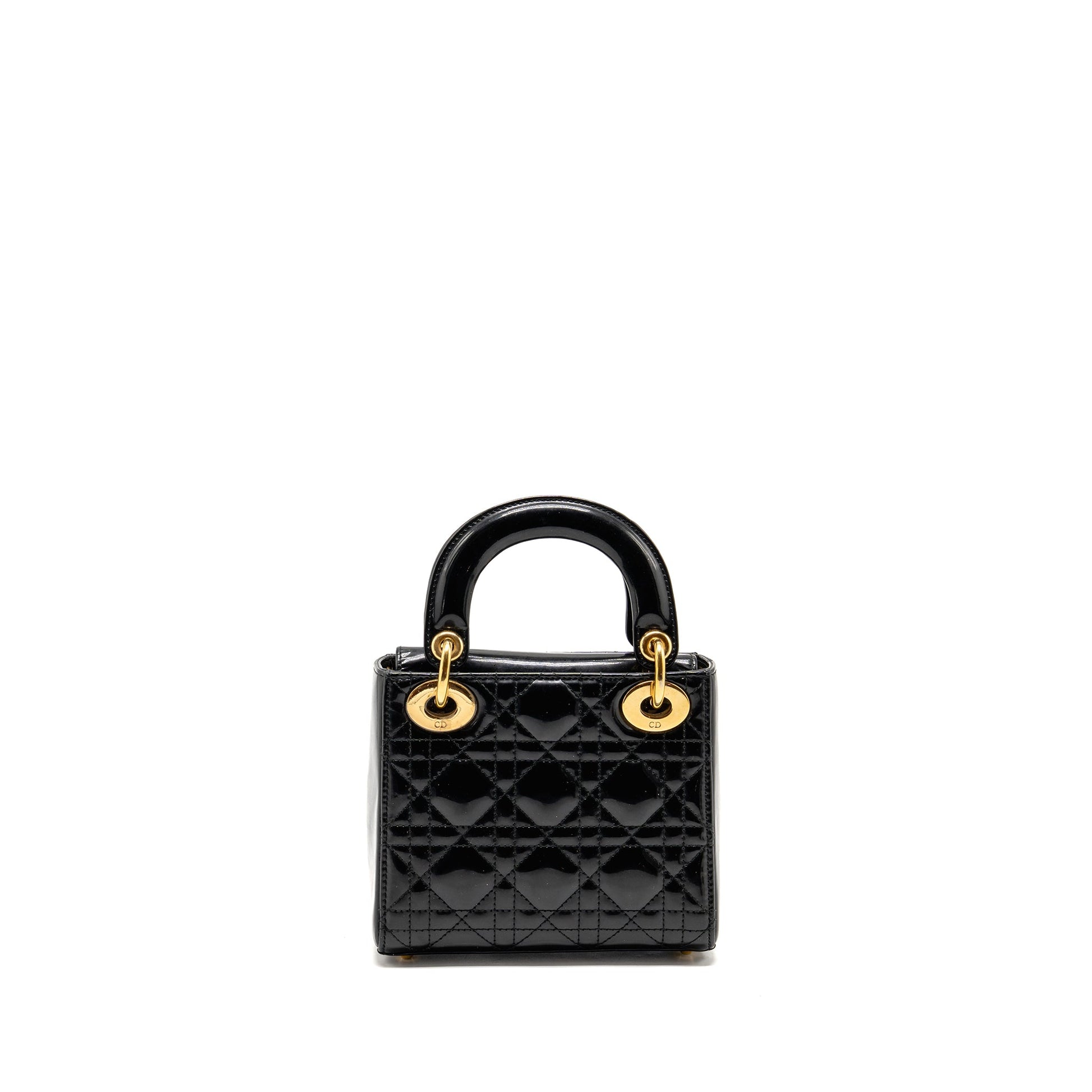 Dior Lady Patent Handbag Black Mini Travel Bag