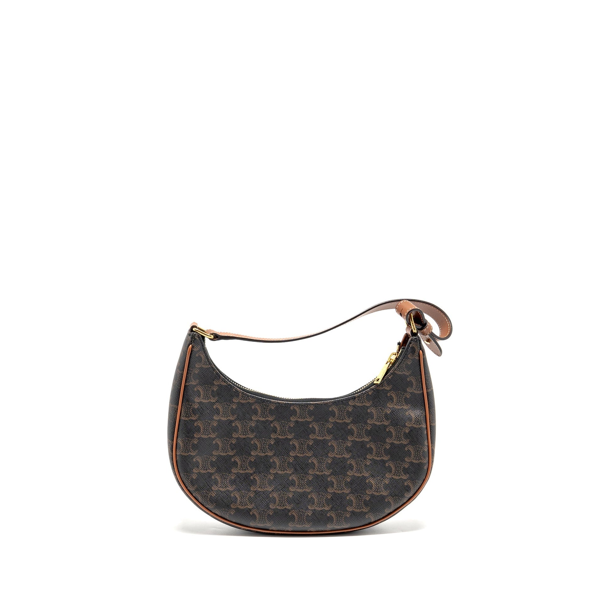Celine Ava Purse Triomphe Calfskin Handbag Canvas Tan Travel Bag